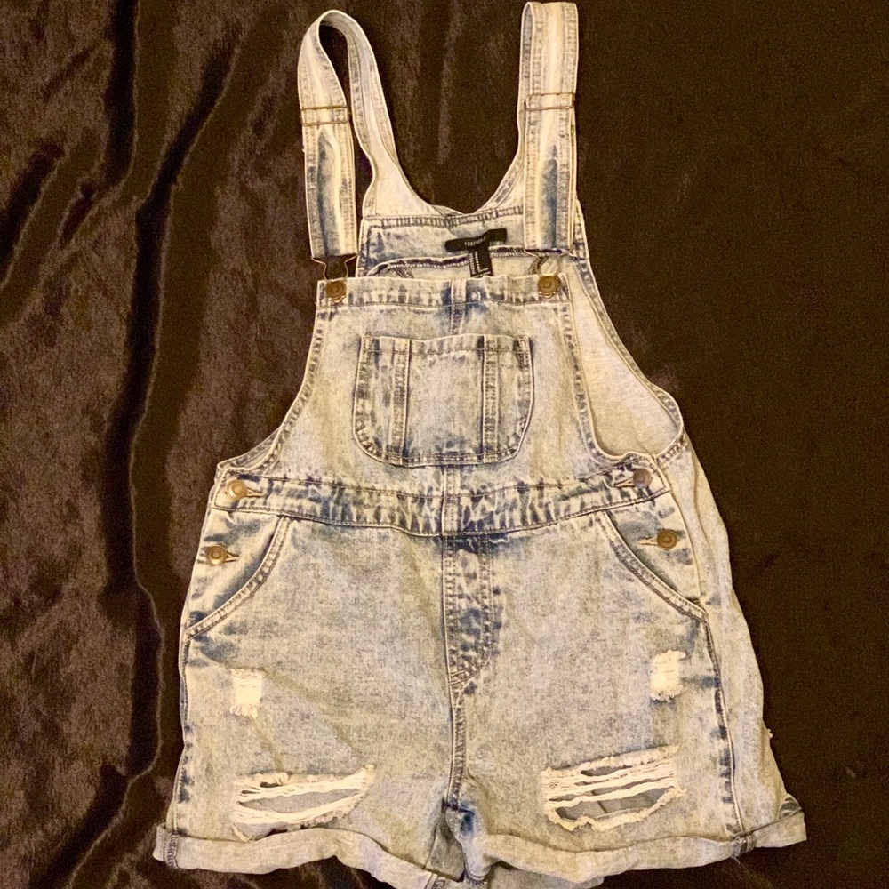 Distressed Overall Shorts